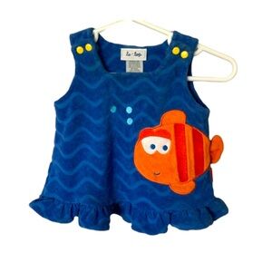 Vintage Le Top Infant Terrycloth Blue Summer Ruffled Tank Top Size 3m